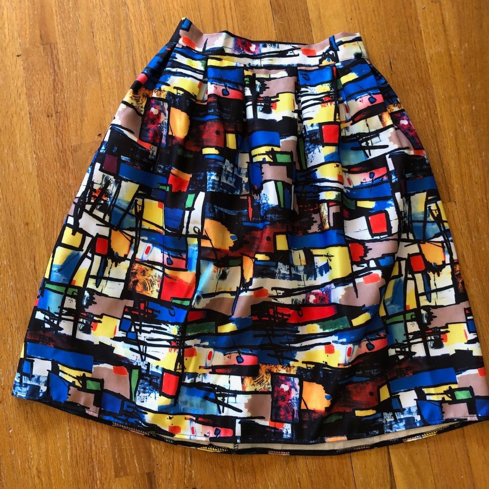Abstract Piet Mondrian-Like Pattern Skirt